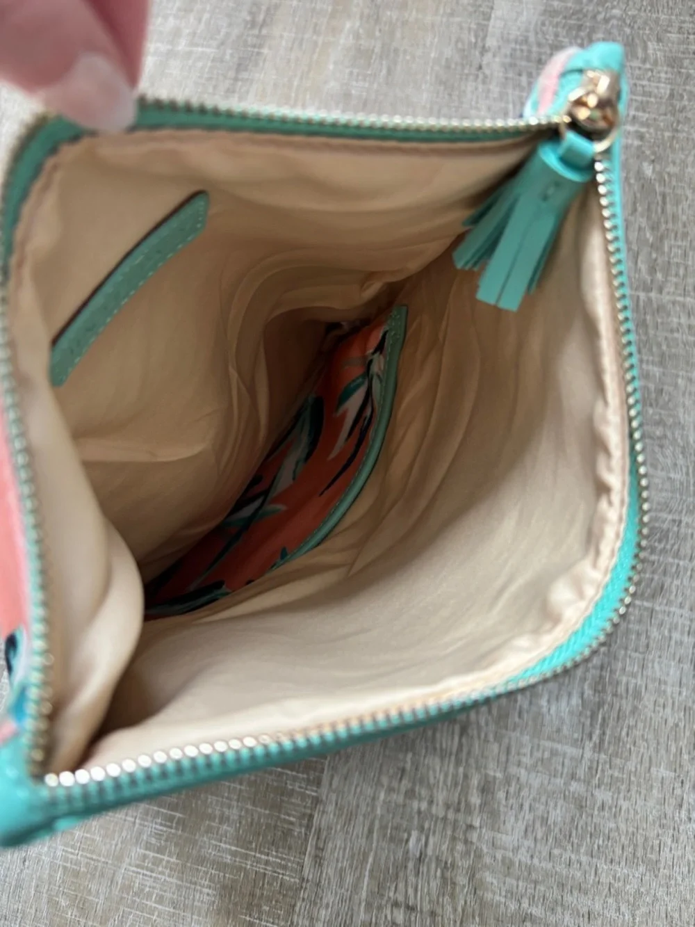 Rachel Pally Reversible Clutch Paradise Tropical Floral Mint Coral Vegan Leather